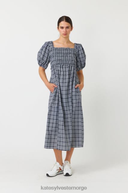 Kate Sylvester kvinner gingham rynket kjole BP6F139 klær blekk