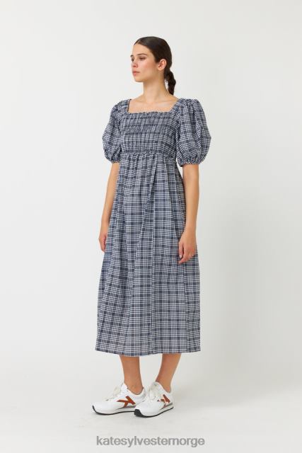 Kate Sylvester kvinner gingham rynket kjole BP6F139 klær blekk