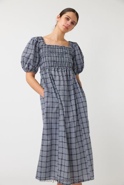 Kate Sylvester kvinner gingham rynket kjole BP6F139 klær blekk