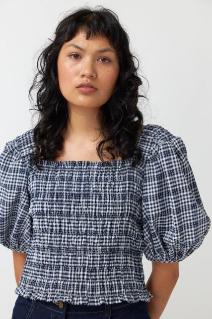 Kate Sylvester kvinner gingham rynket topp BP6F227 klær blekk