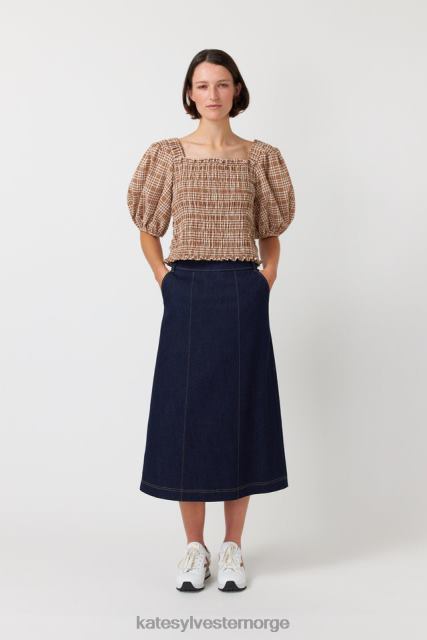 Kate Sylvester kvinner gingham rynket topp BP6F228 klær karamell