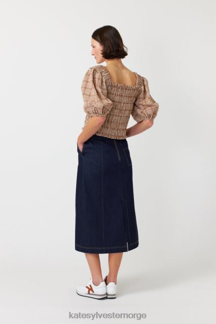 Kate Sylvester kvinner gingham rynket topp BP6F228 klær karamell