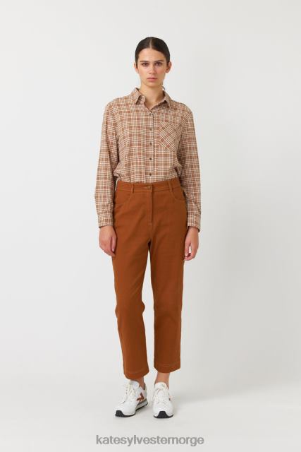 Kate Sylvester kvinner gingham skjorte BP6F229 klær karamell