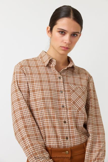 Kate Sylvester kvinner gingham skjorte BP6F229 klær karamell