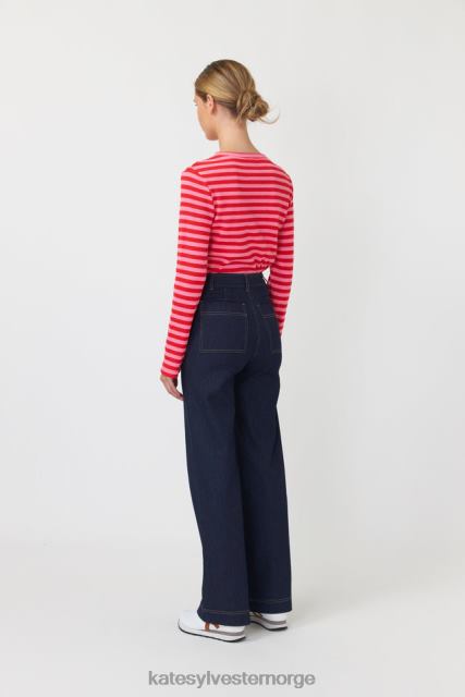 Kate Sylvester kvinner stripete langermet topp BP6F234 klær rosa stripe