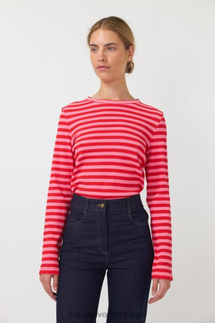 Kate Sylvester kvinner stripete langermet topp BP6F234 klær rosa stripe