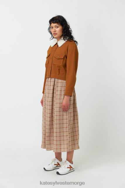 Kate Sylvester kvinner denim shearling jakke BP6F264 klær whisky