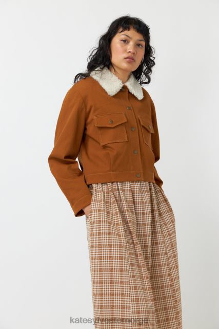 Kate Sylvester kvinner denim shearling jakke BP6F264 klær whisky