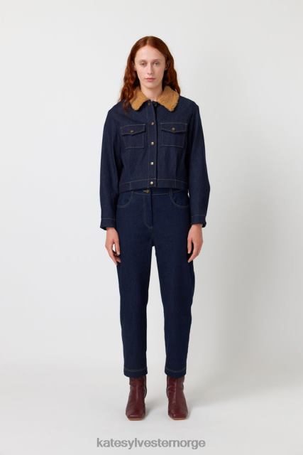 Kate Sylvester kvinner denim shearling jakke BP6F265 klær indigo