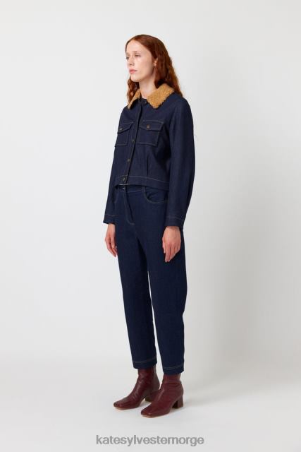 Kate Sylvester kvinner denim shearling jakke BP6F265 klær indigo