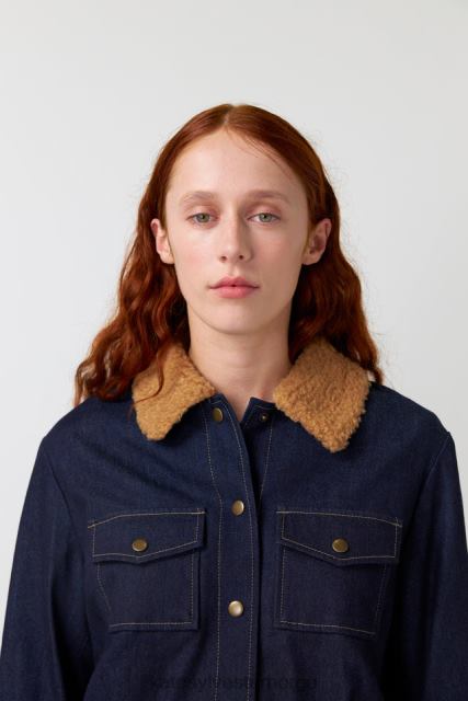 Kate Sylvester kvinner denim shearling jakke BP6F265 klær indigo
